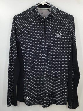 Women's L Adidas Aeroready Pullover Zip Top Popover Athletic Black White L/S
